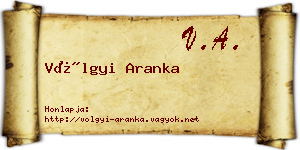 Völgyi Aranka névjegykártya
